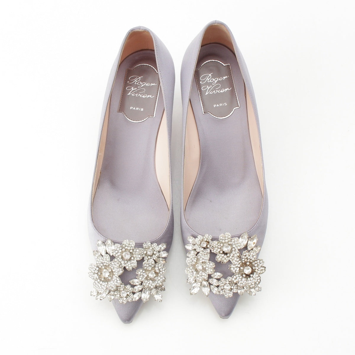 Roger Vivier Efflorescence Satin crystal heels pumps RVW54328020 lavender 35