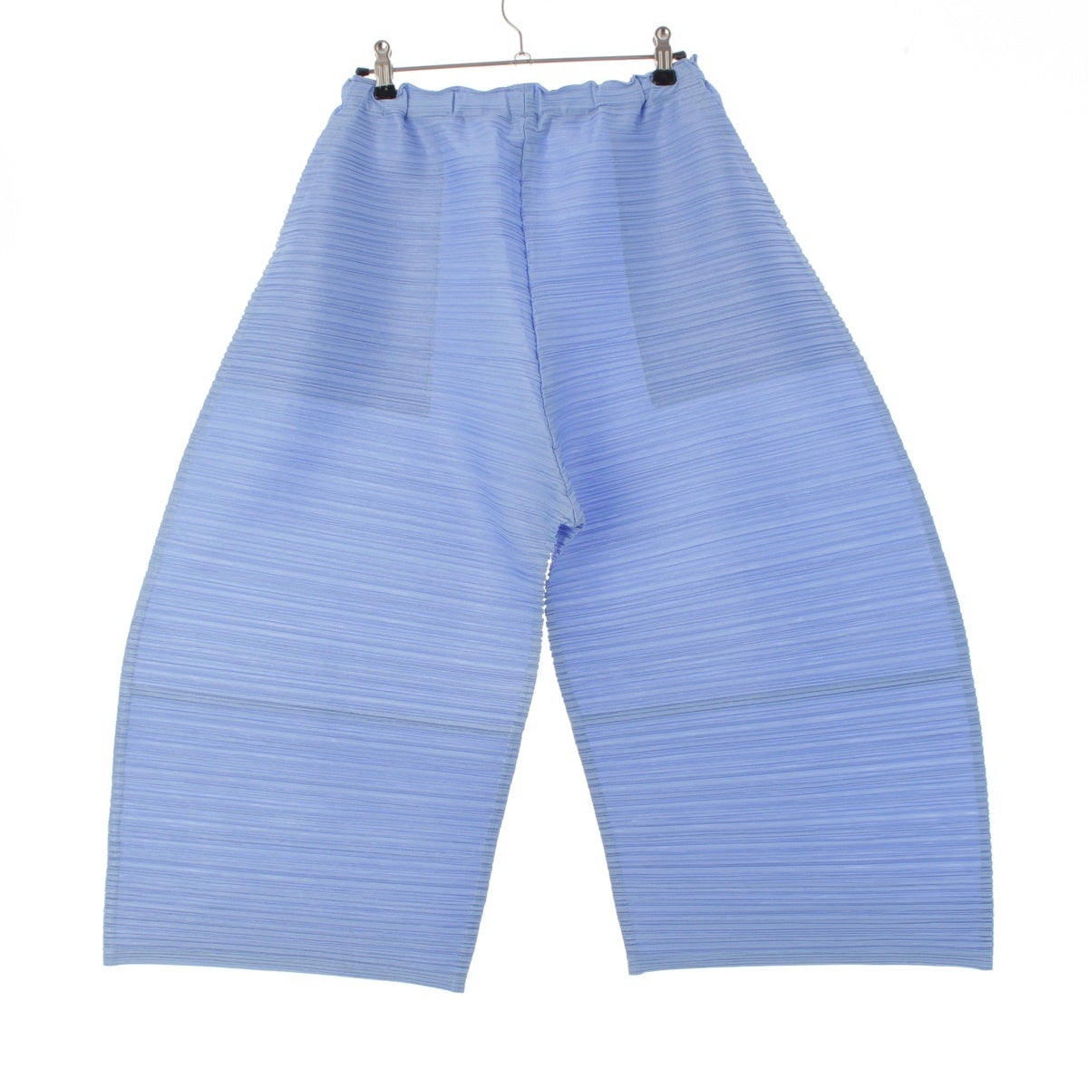 PLEATS PLEASE ISSEY THICKER BOTTOMS 2 Horizontal Pleated Cropped Wide Pants Bottoms Light blue 3