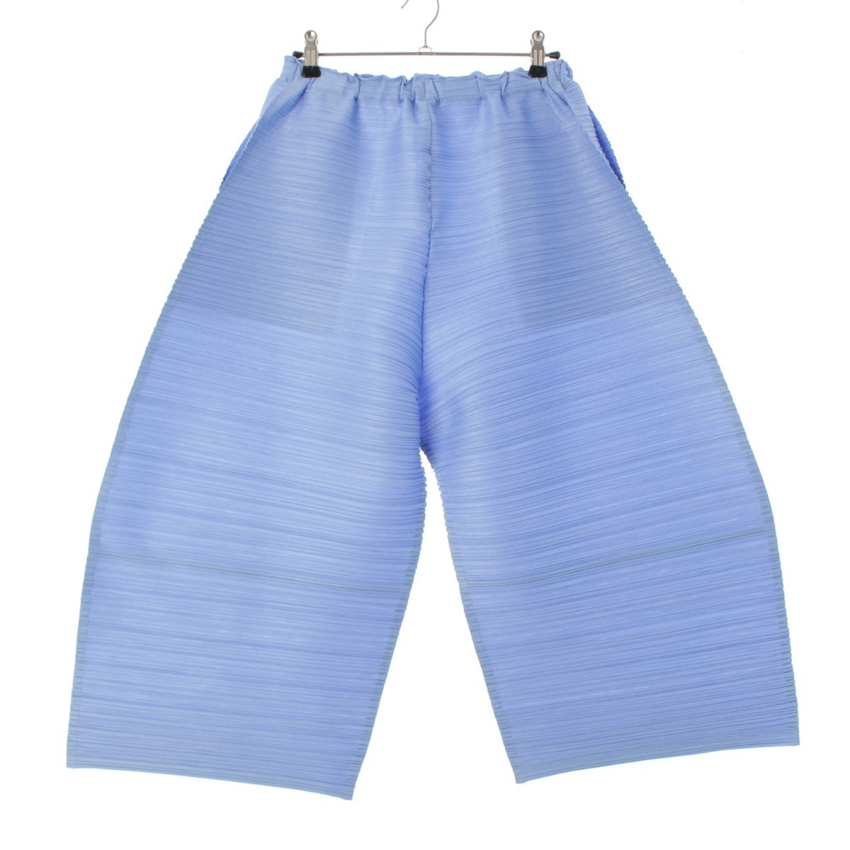 PLEATS PLEASE ISSEY THICKER BOTTOMS 2 Horizontal Pleated Cropped Wide Pants Bottoms Light blue 3