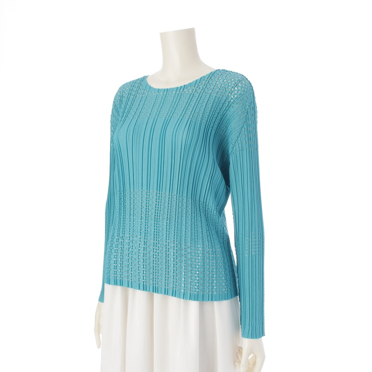 PLEATS PLEASE A-POC INSIDE FLICKER Flicker Hole Long Sleeve Cut PP51KK951 turquoise blue