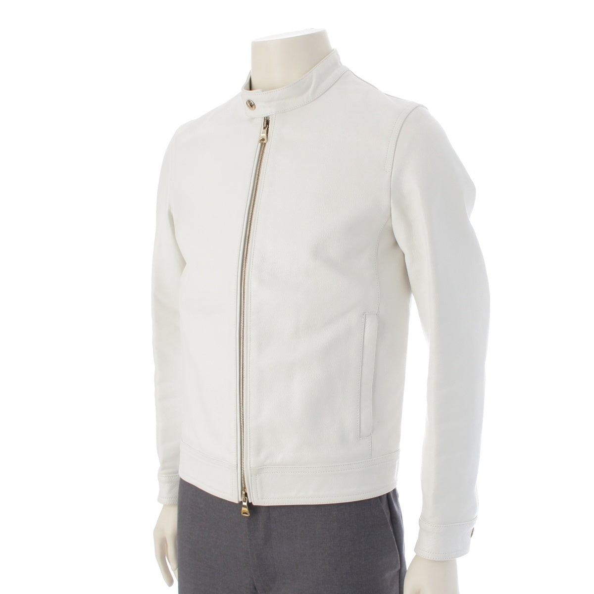 EMMETI JURI Single Lamb nappa cowhide leather Gold Metal Riders jacket Tops outer white 44