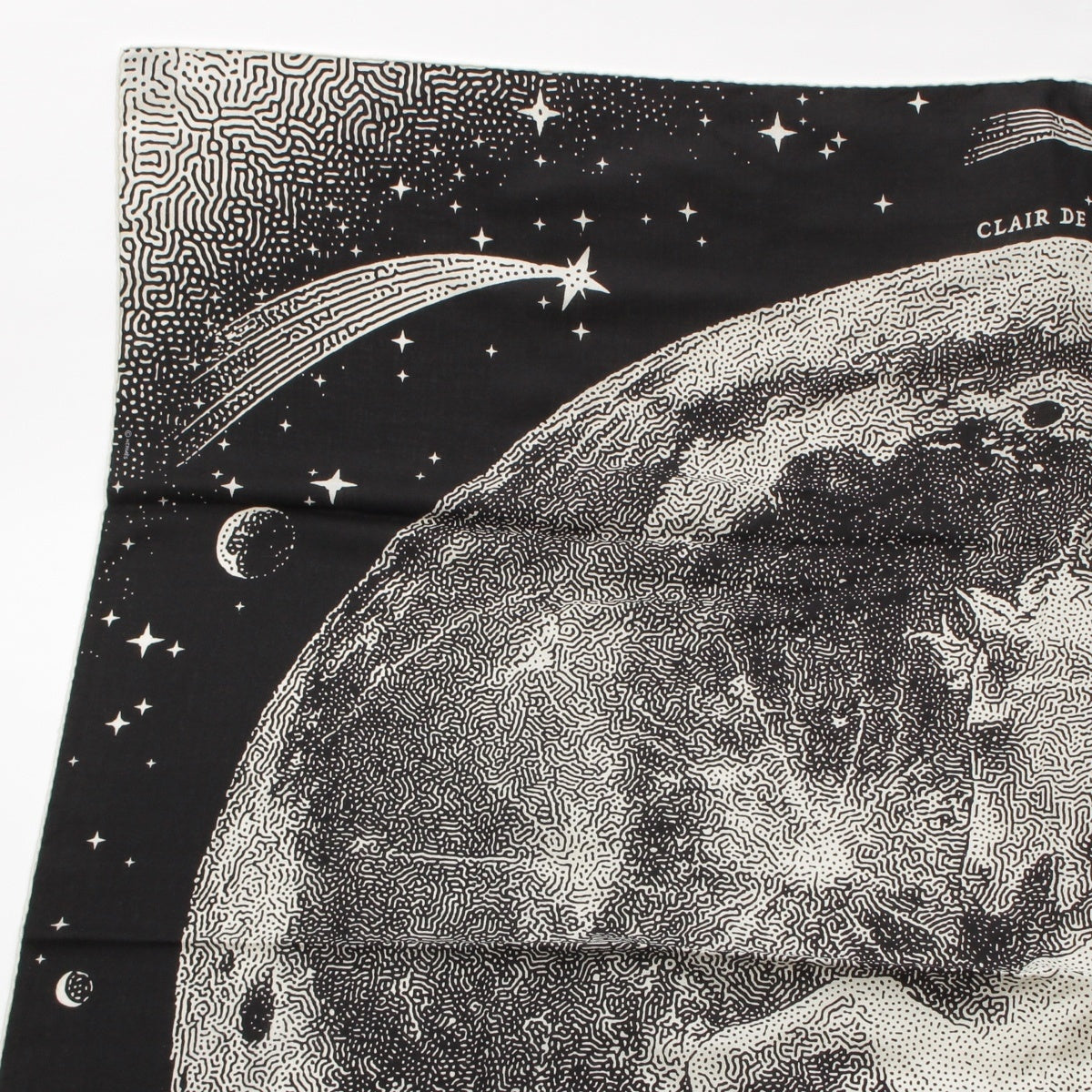 HERMES Caregean cashmere silk CLAIR DE LUNE Stall Black White 140