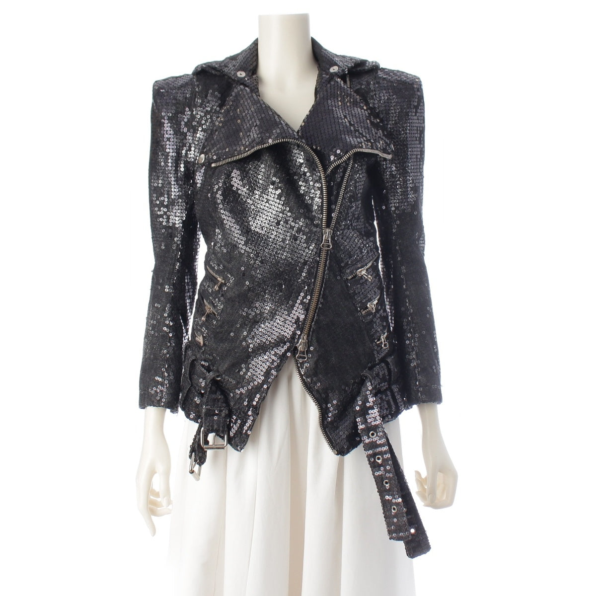 BALMAIN Sequin Cotton Riders jacket Zip 7921-268B black 36