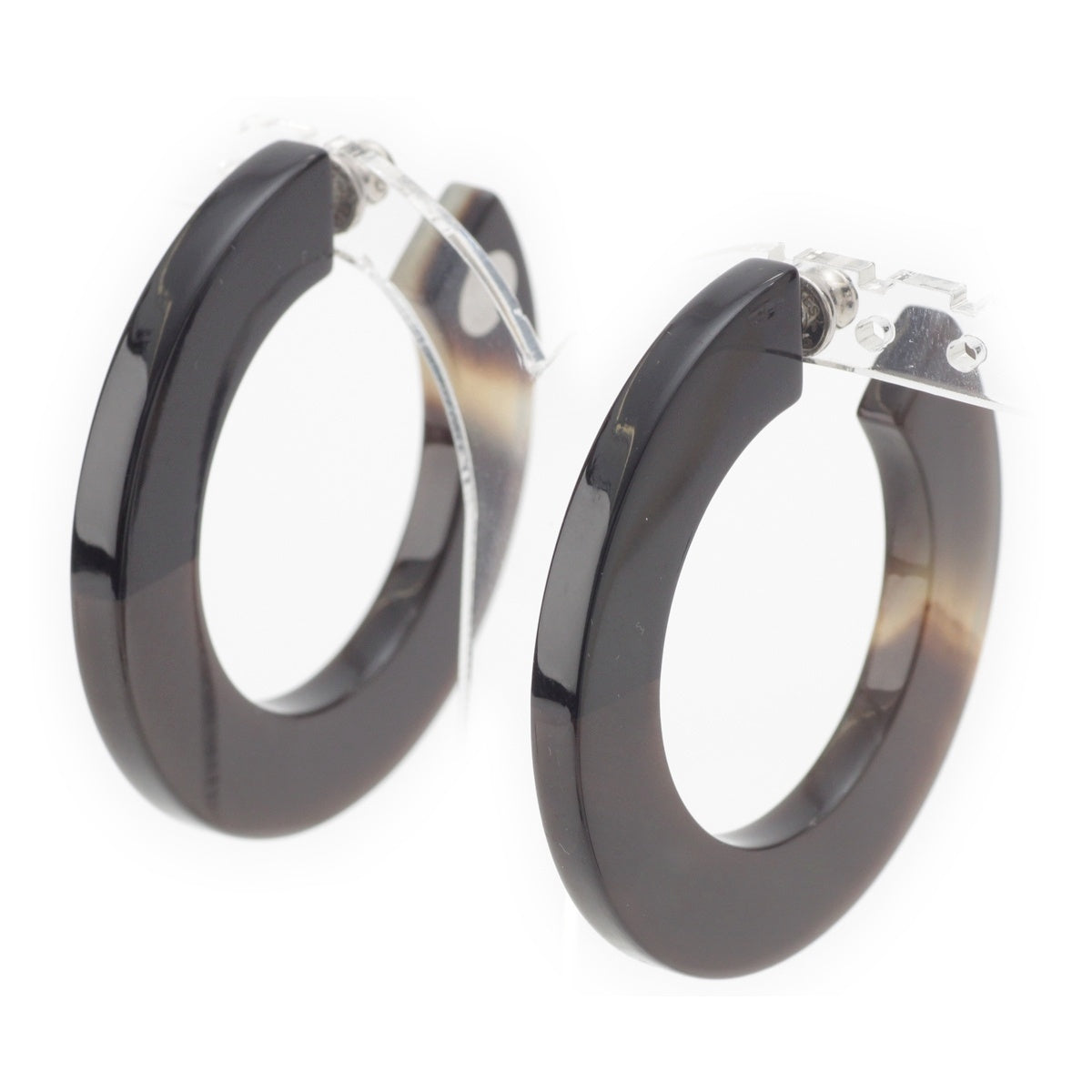 HERMES Ism Buffalo horn Serie Hoop Pierce Multicolor Black