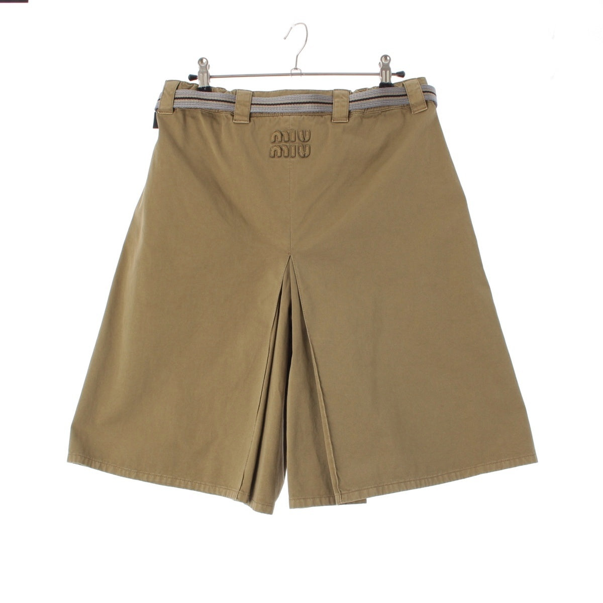 MIUMIU cotton Garment dyed satin logo skirt Pants MG2381 olive 36