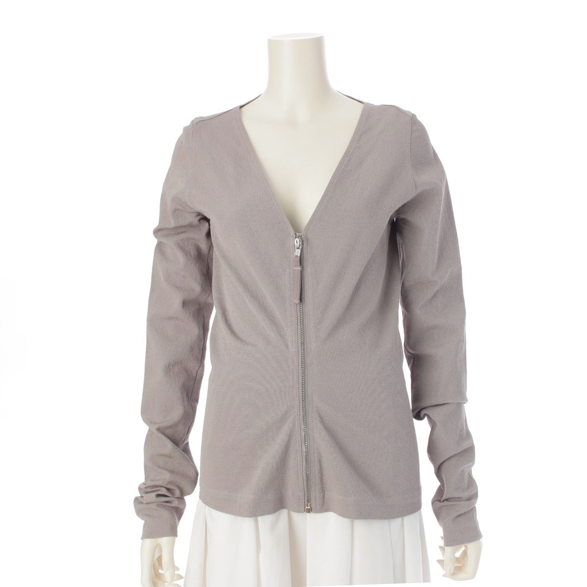 Rick Owens cotton V-neck zip-up cardigan tops RP17F7244-GG gray 44