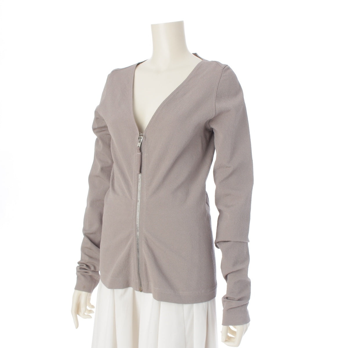 Rick Owens cotton V-neck zip-up cardigan tops RP17F7244-GG gray 44