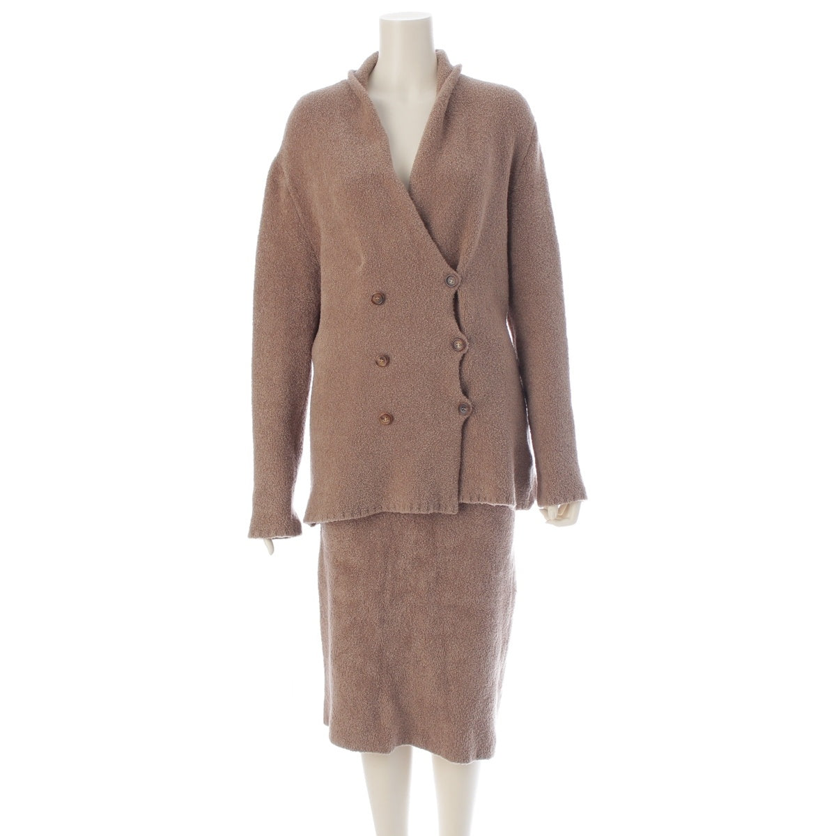 JIL SANDER cashmere silk Thick knit double button jacket Skirt setup beige 40