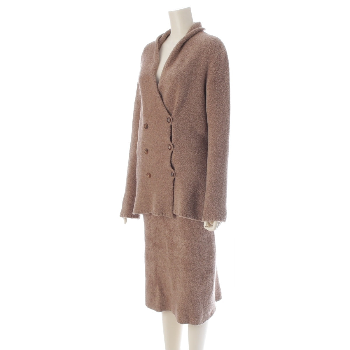 JIL SANDER cashmere silk Thick knit double button jacket Skirt setup beige 40