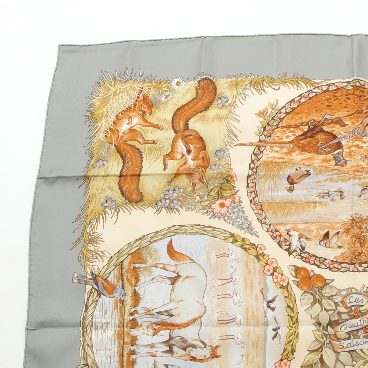 HERMES Carre 90 Four Seasons Les Quatre Saisons silk scarf multicolor