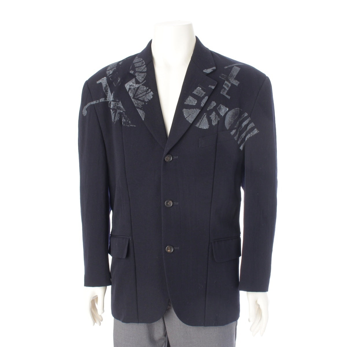 COMME des GARCONS HOMME PLUS wool SLEEP period numbering number print tailored jacket Navy S