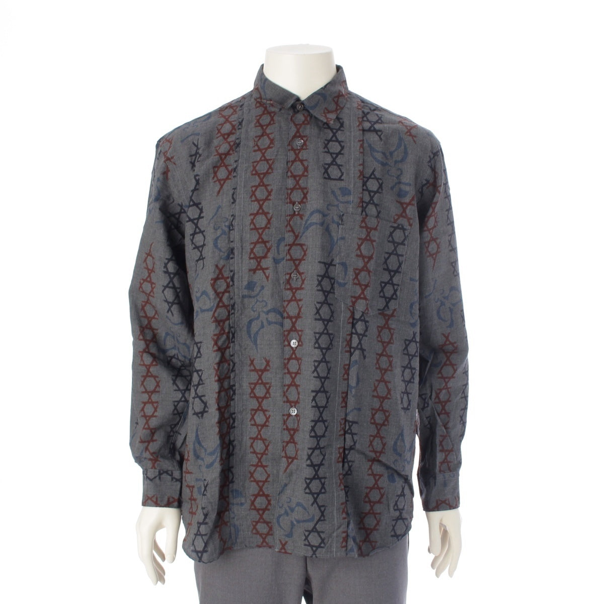 COMME des GARCONS wool Overall handle Long sleeve shirt Gray Brown Navy M
