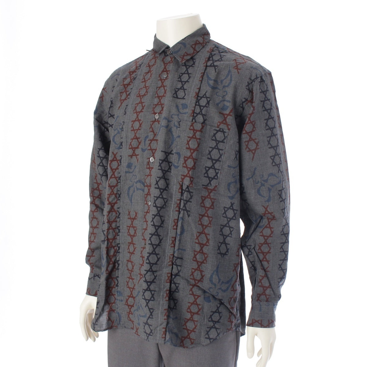 COMME des GARCONS wool Overall handle Long sleeve shirt Gray Brown Navy M