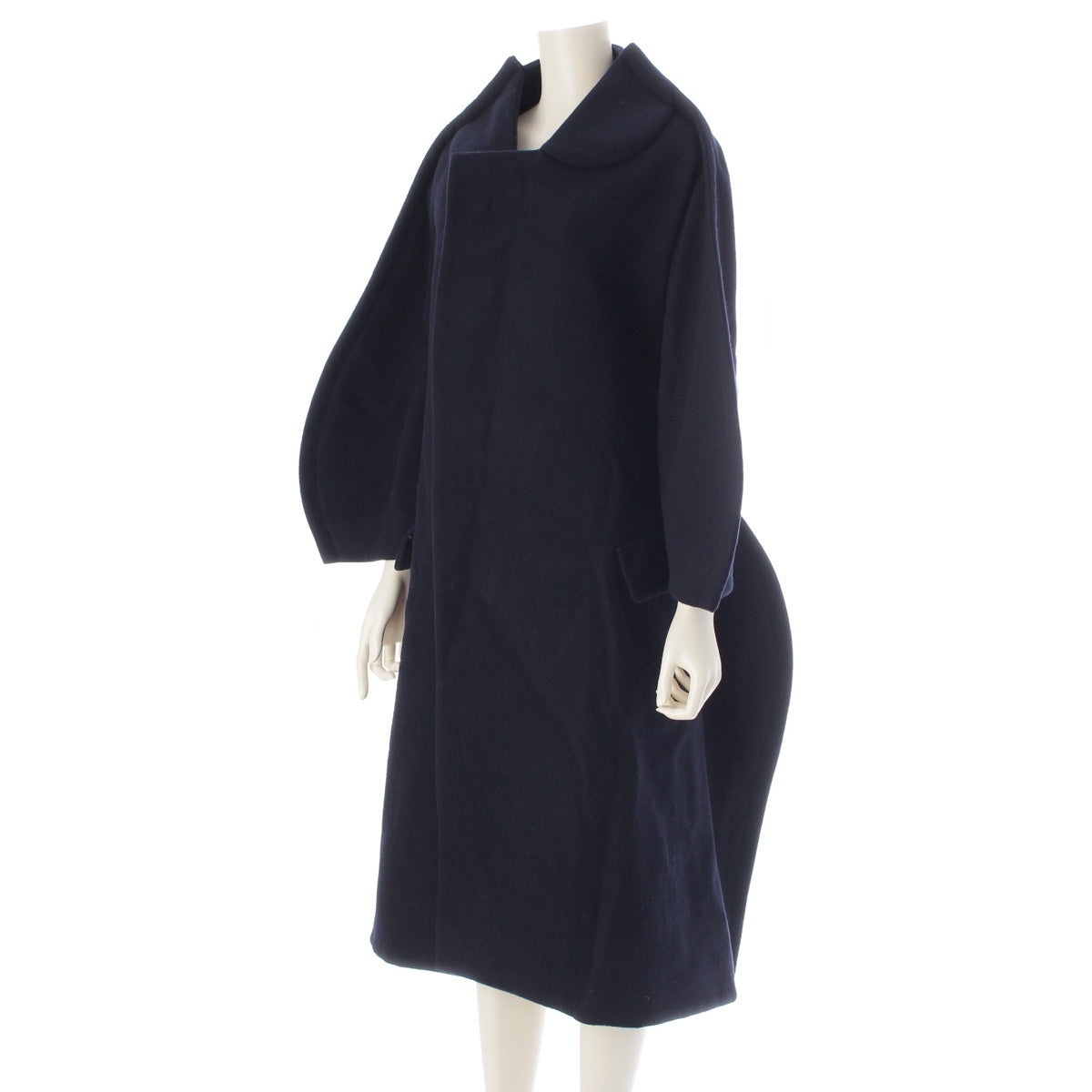 COMME des GARCONS COMME des GARCONS Comcom wool Round collar modified two-dimensional coat outer RJ-C005 Navy XS