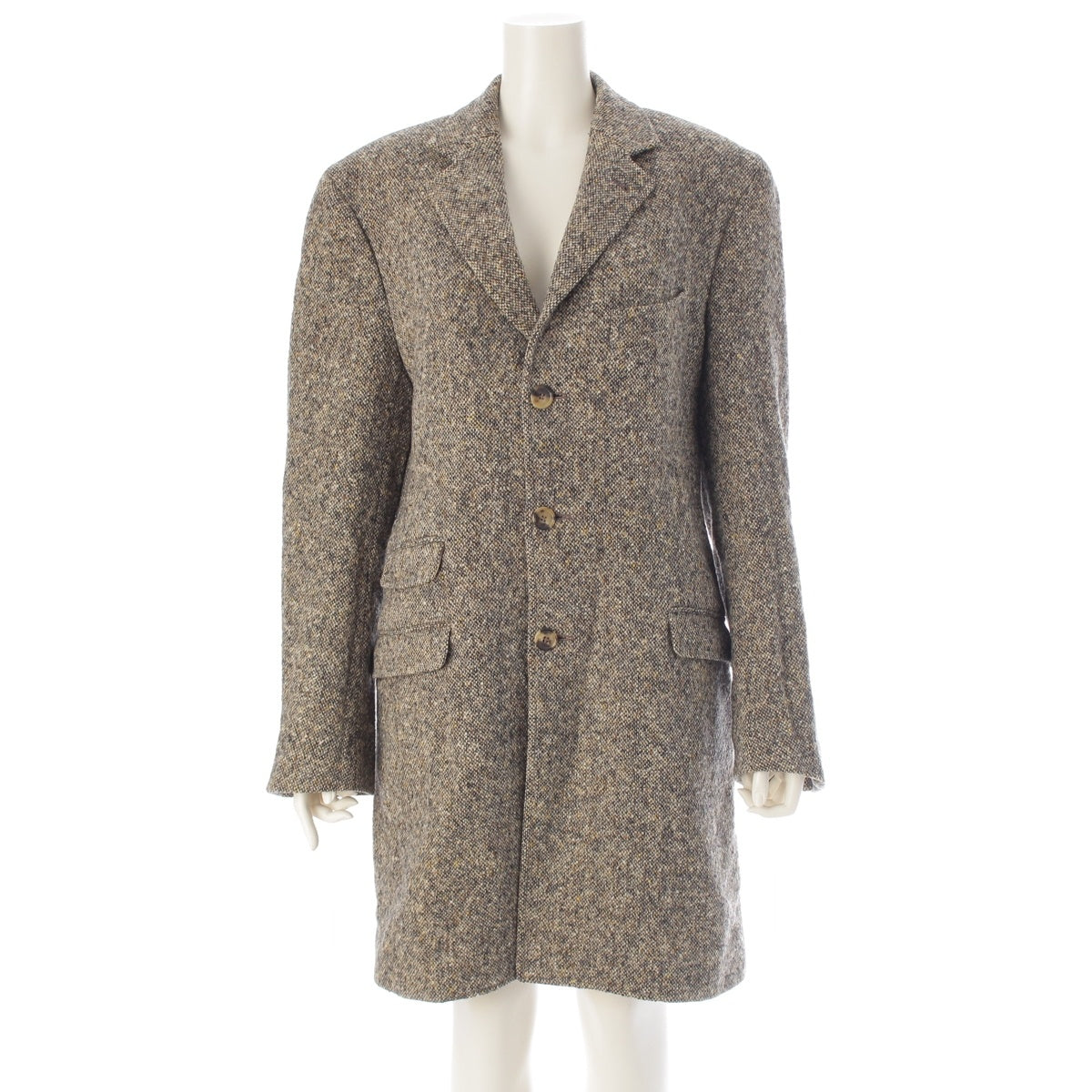 Brunello Cucinelli wool Tweed Chester coat beige 48