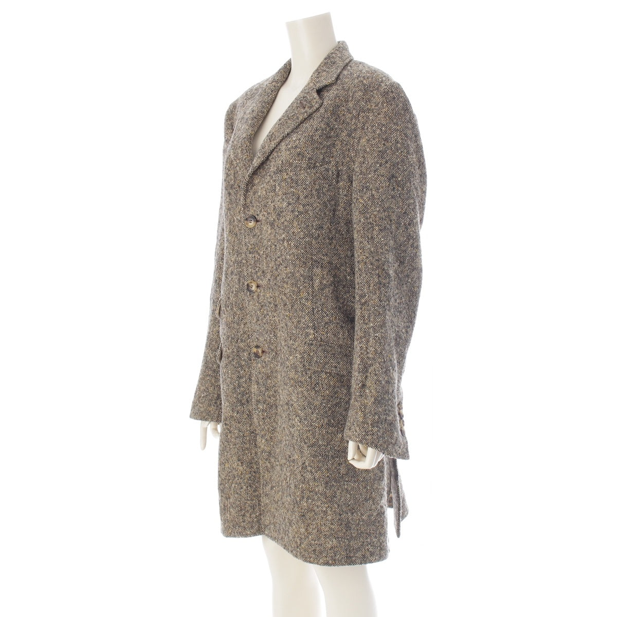 Brunello Cucinelli wool Tweed Chester coat beige 48