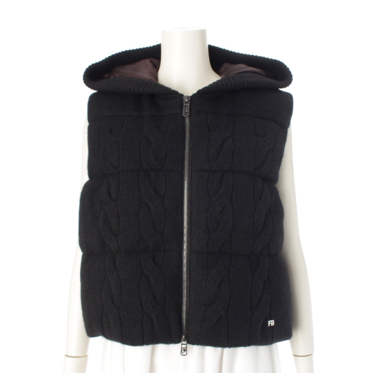FOXEY Marshmallow cashmere Knit zip up Down vest outer black 42