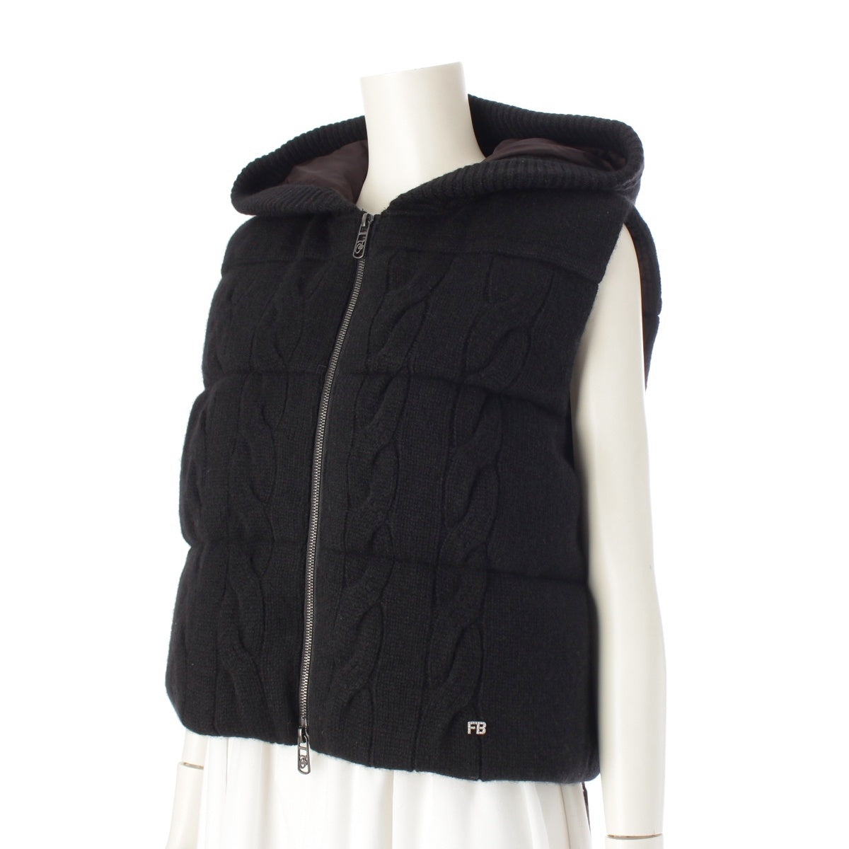 FOXEY Marshmallow cashmere Knit zip up Down vest outer black 42