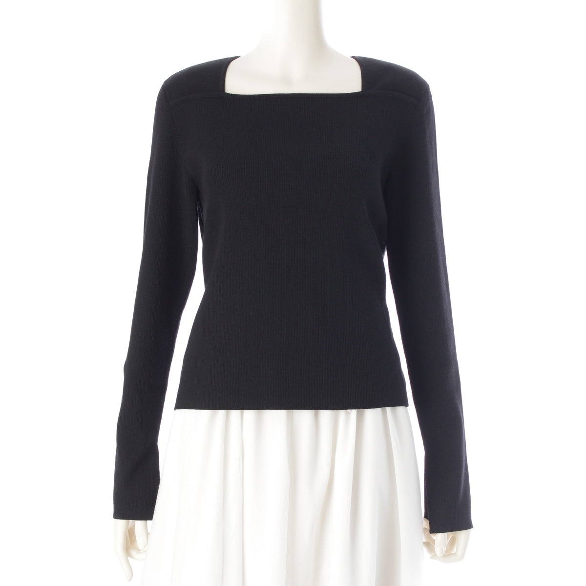 FOXEY Wool x nylon Stain Pearl knit tops black 42