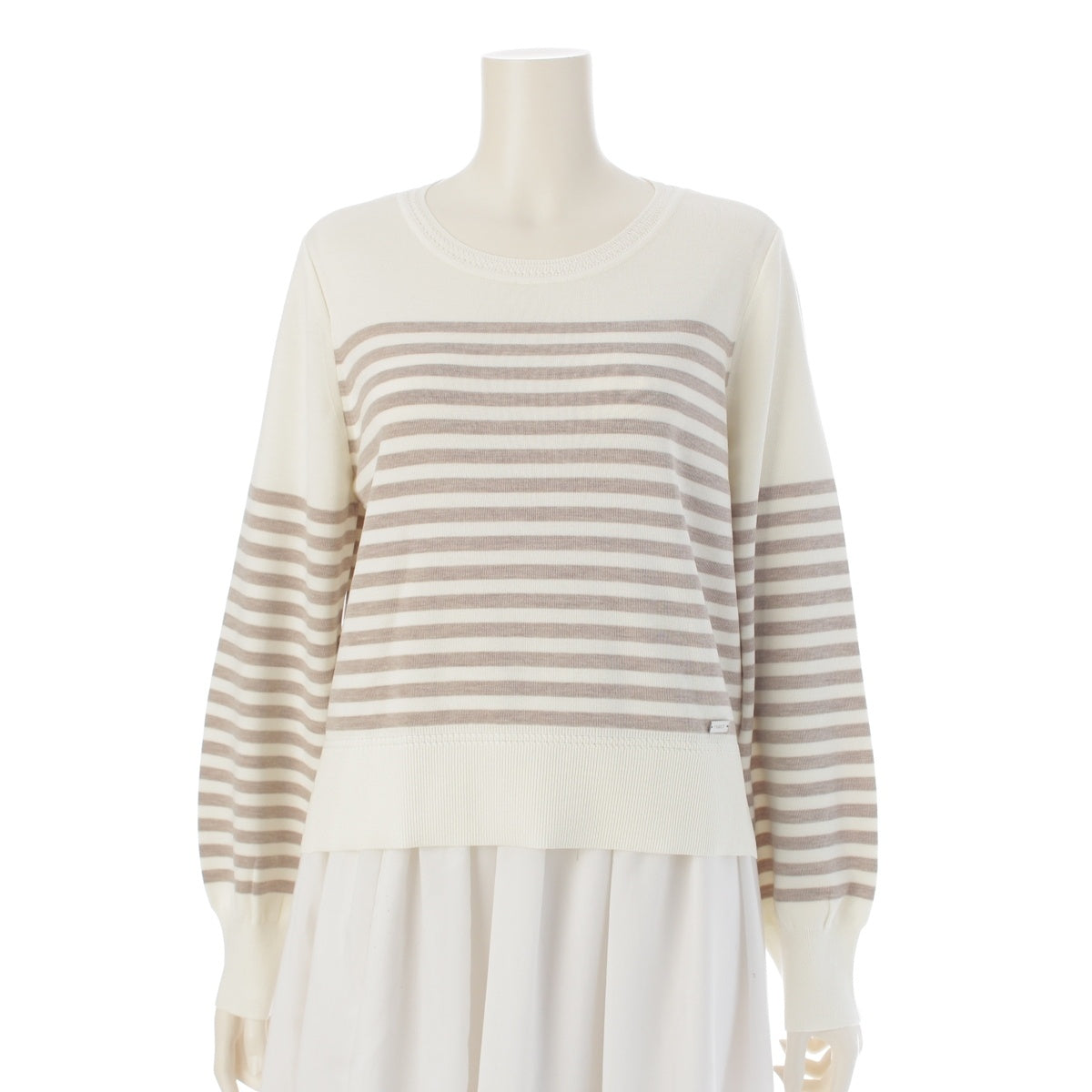 FOXEY wool MARSEIILE Marseille striped knit sweater tops 43763 White beige 42
