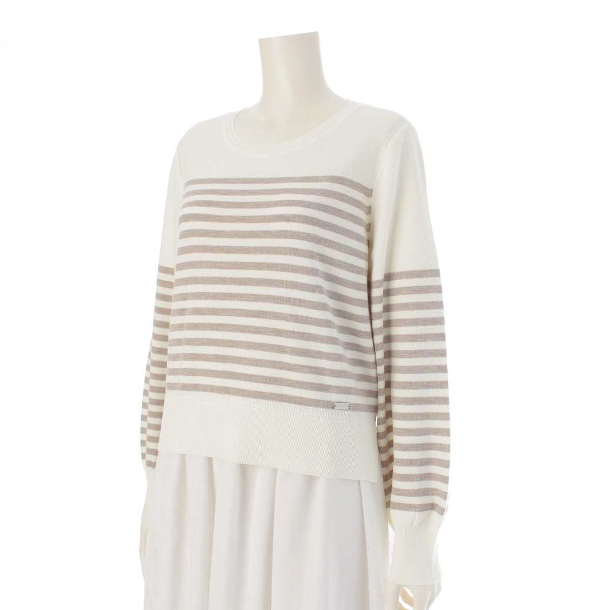 FOXEY wool MARSEIILE Marseille striped knit sweater tops 43763 White beige 42