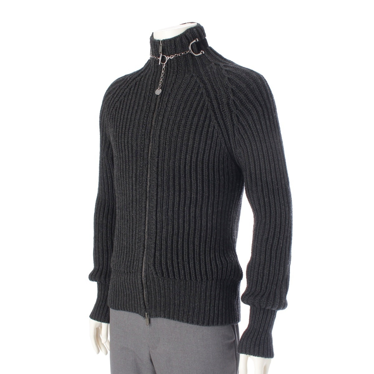 GUCCI wool Chain Zip-Up Driver's Knit Blouson outer 150893 black M