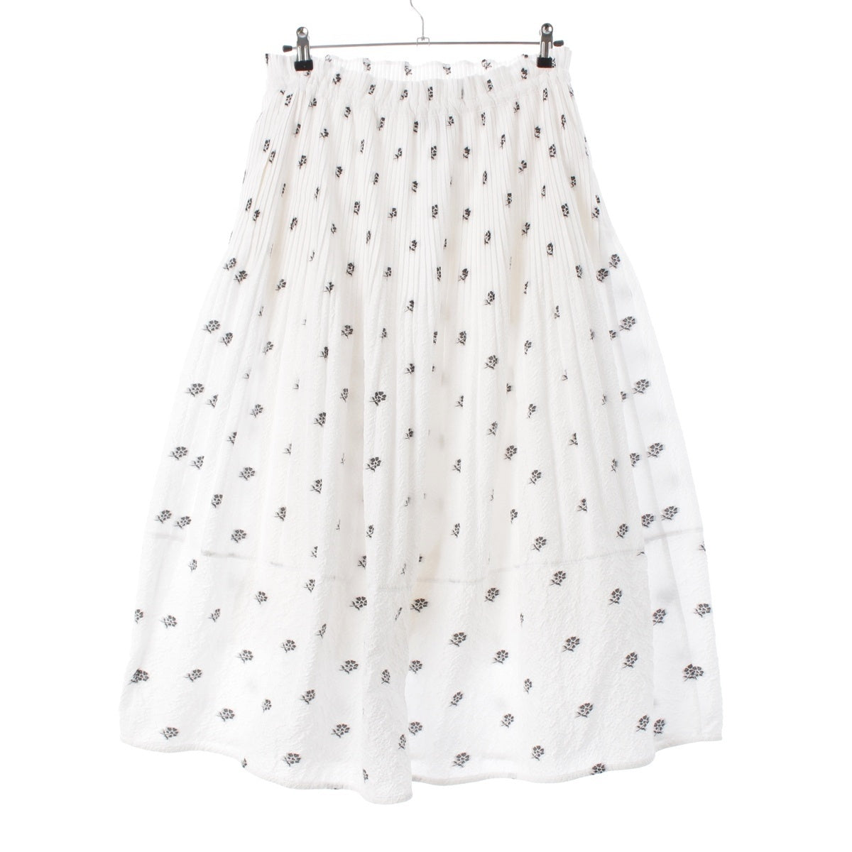 Drawer Flower Jacquard Pleated Switch Long skirt Bottoms 6524-299-1742 White black 36