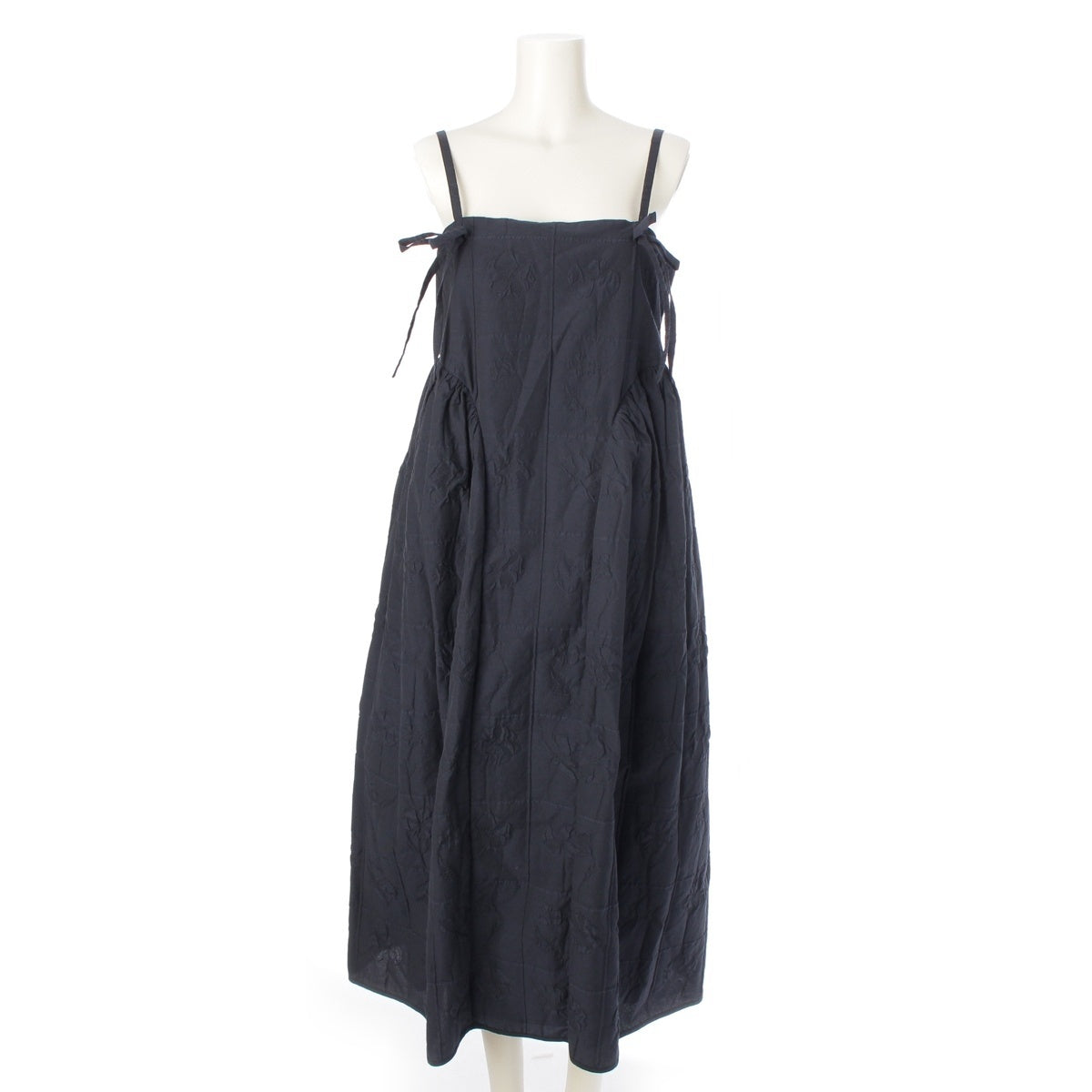 Cecilie Bahnsen AMBRA DRESS cotton Flower Embroidered Camisole one piece dress Navy UK8