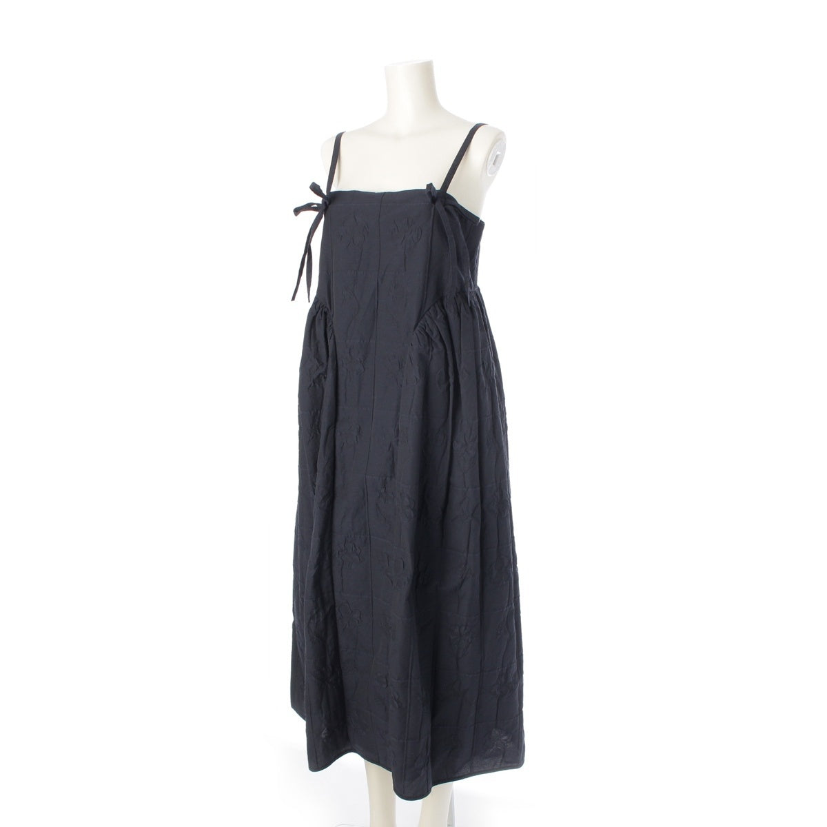 Cecilie Bahnsen AMBRA DRESS cotton Flower Embroidered Camisole one piece dress Navy UK8