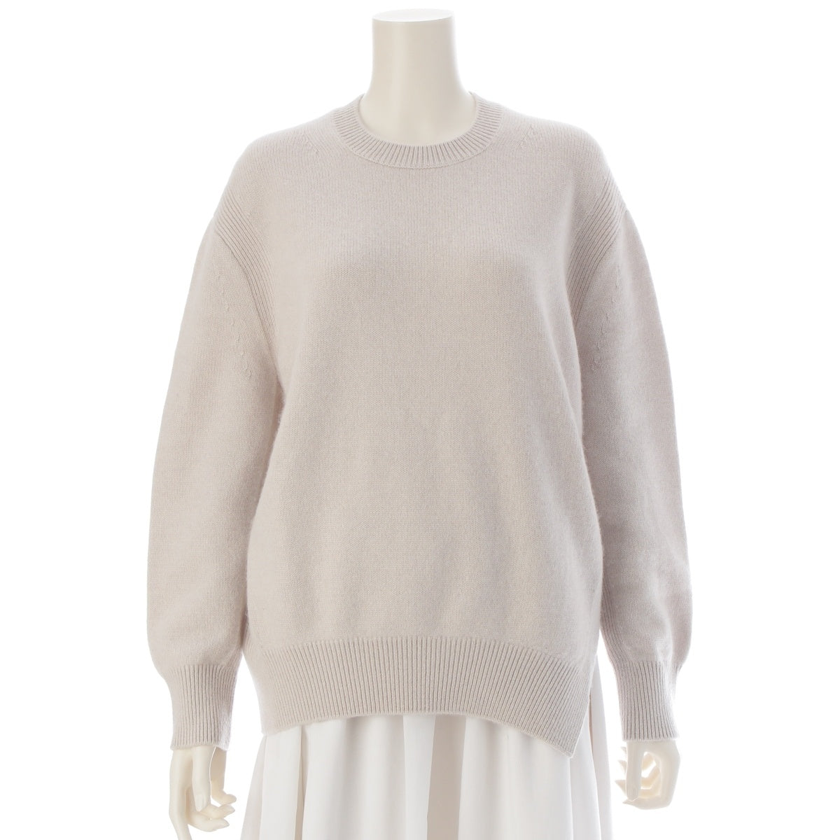 Drawer cashmere 7G Jersey Knit Oversized Asymmetrical Crew Neck sweater tops 6513-106-1040 light gray greige F