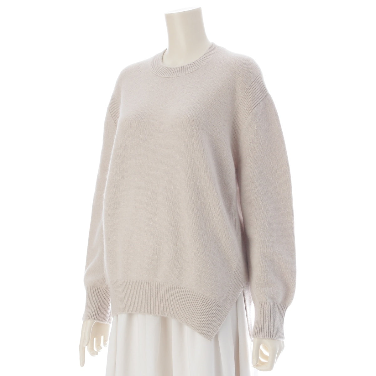 Drawer cashmere 7G Jersey Knit Oversized Asymmetrical Crew Neck sweater tops 6513-106-1040 light gray greige F