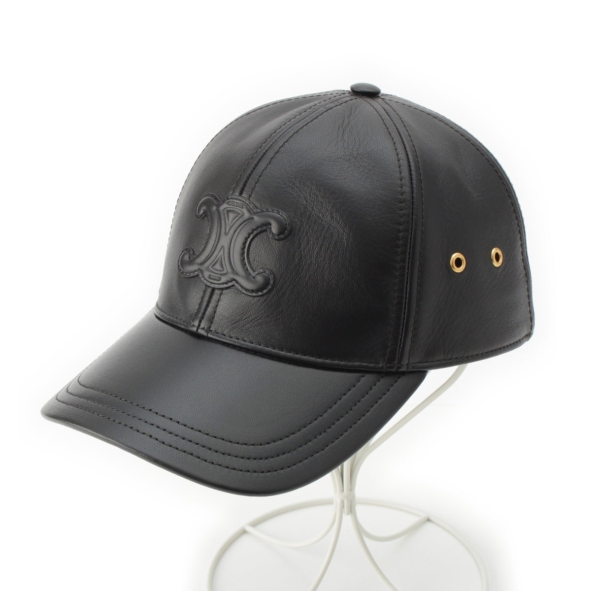CELINE leather Triomphe Baseball cap hat AA05P583C black L