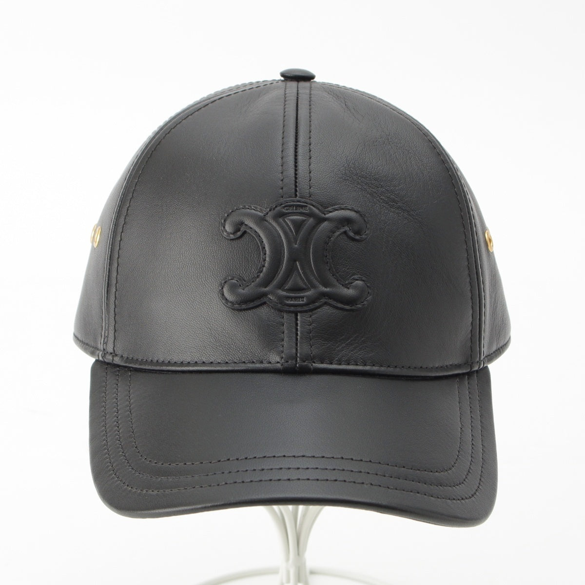 CELINE leather Triomphe Baseball cap hat AA05P583C black L