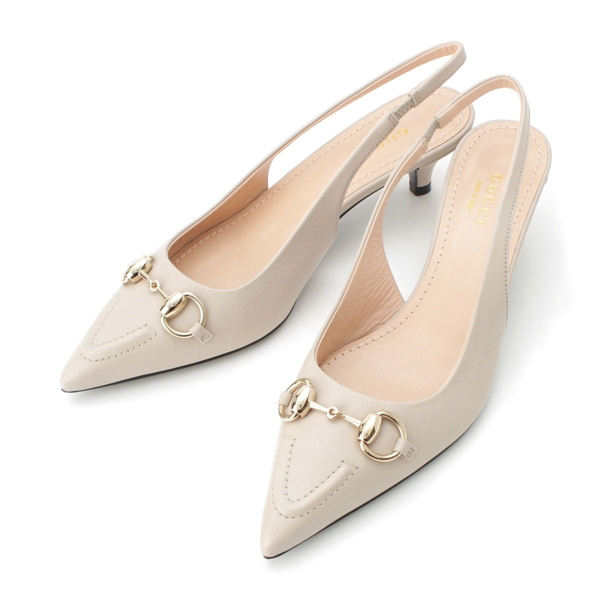 GUCCI leather Horsebit slingbacks pumps 782407 Gurege 35.5