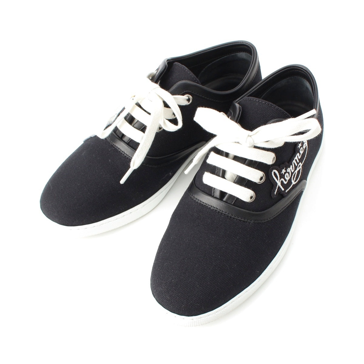 HERMES Innocent canvas logo sneakers shoes black 37
