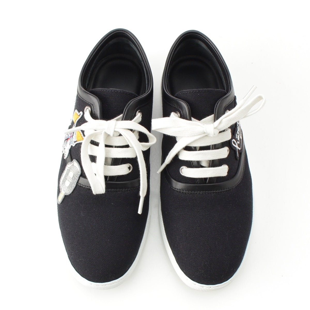 HERMES Innocent canvas logo sneakers shoes black 37
