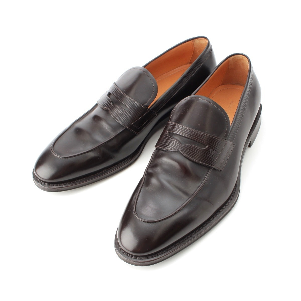 LOUIS VUITTON Epi shoes with LV logo loafers MT0291 Brown 8 1/2 M