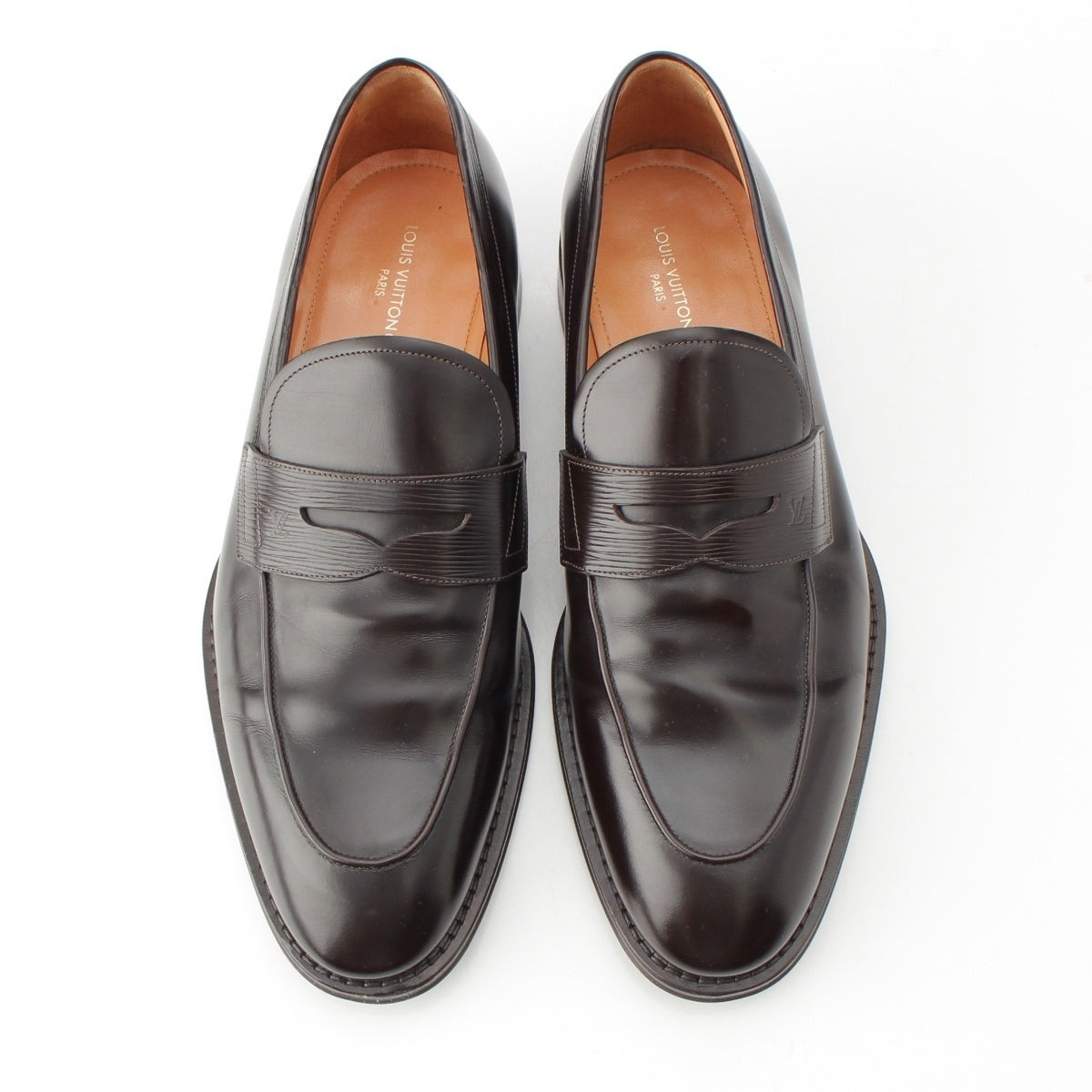 LOUIS VUITTON Epi shoes with LV logo loafers MT0291 Brown 8 1/2 M