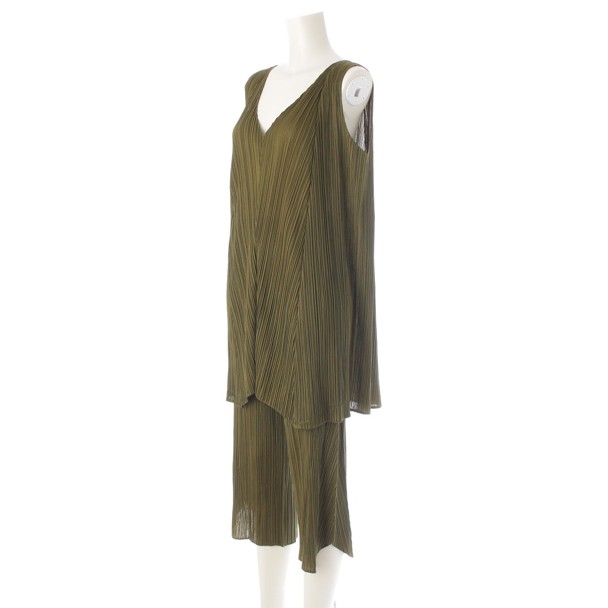 PLEATS PLEASE ISSEY polyester Sleeveless A-line Diagonal Pleated Cropped Pants Pants setup PP03-JT147 / PP03-JF141 green 3