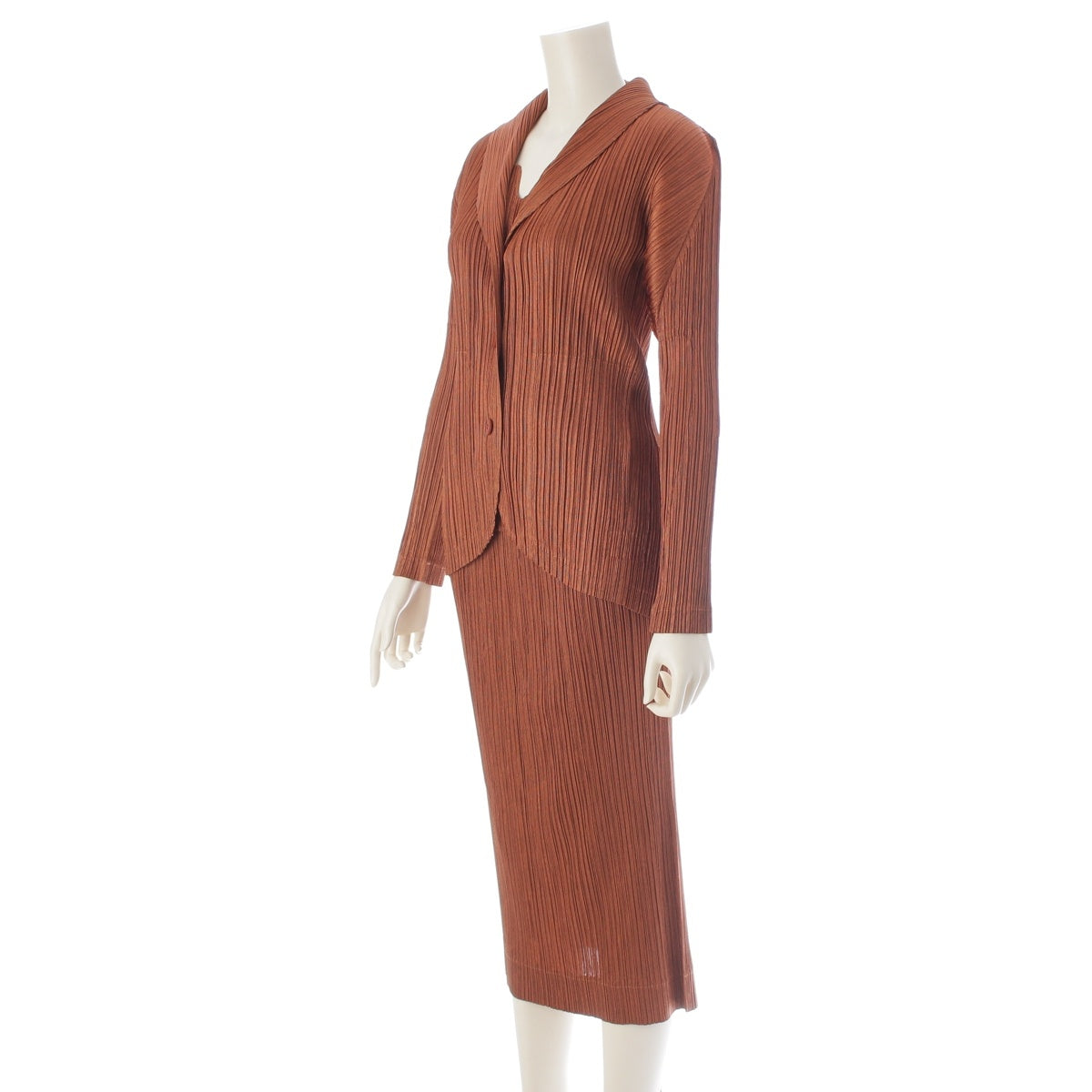 PLEATS PLEASE ISSEY Deformed tops, jackets and skirts 3 piece PP91-JD522/JK527/JG525 Metallic orange 3/4/1