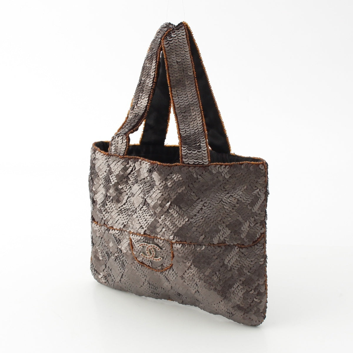 CHANEL Sequin 5th stall COCO Mark Bijou Mini Handbag Bronze brown