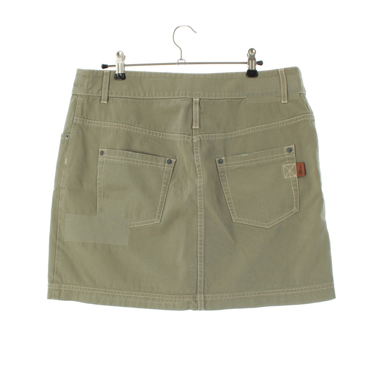 Christian Dior cotton Patchwork logo metal buttons Mini skirt Bottoms 6A12033001 Khaki olive 44