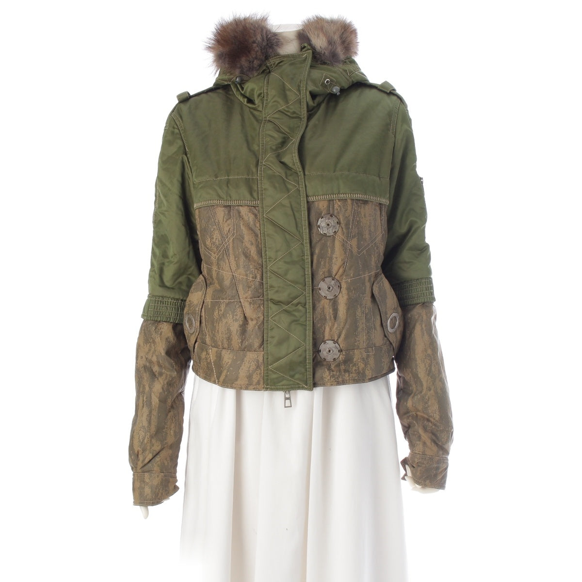 Christian Dior Cotton nylon 1947 Logo Fur Bomber Jacket outer 6H12077430 Green khaki 42