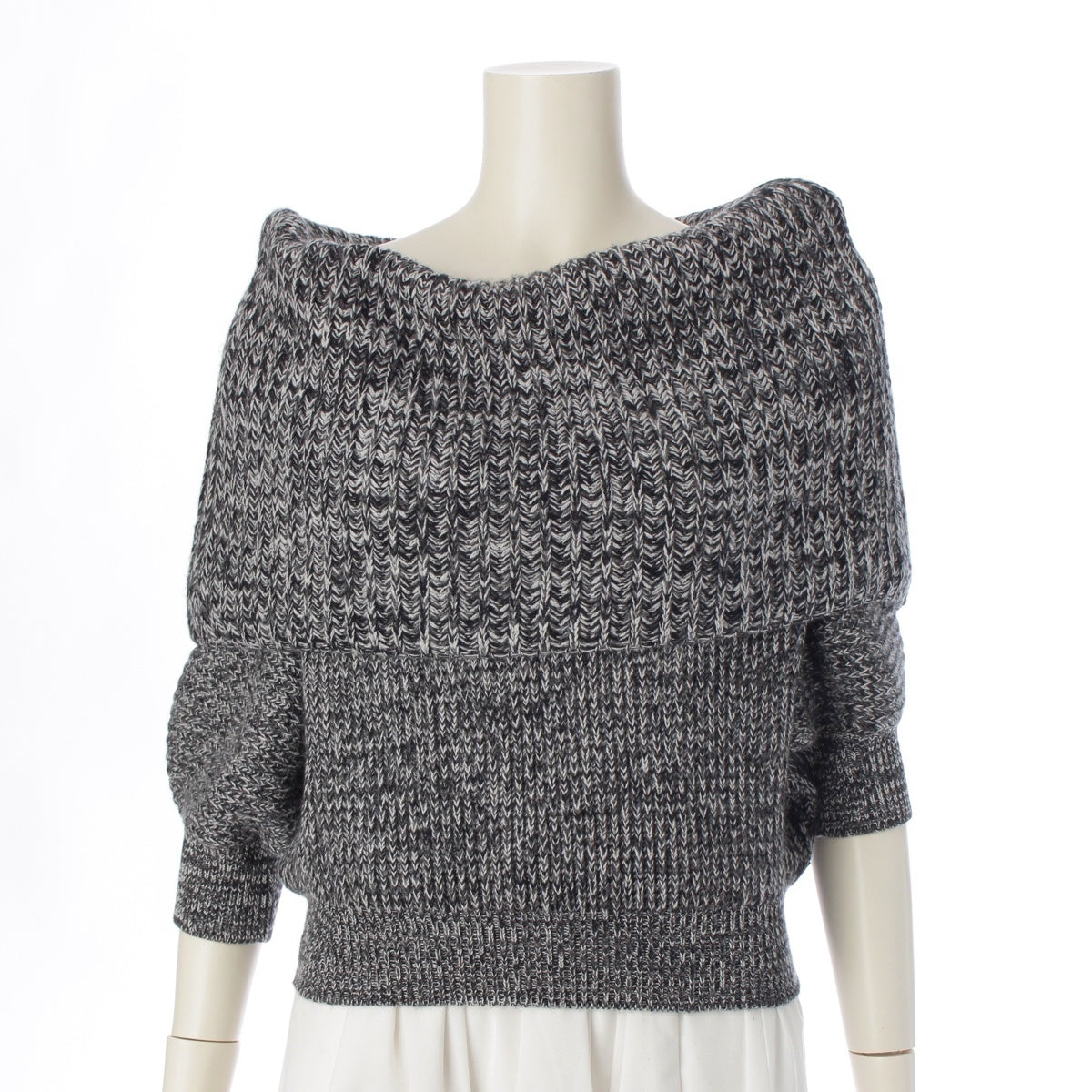 Christian Dior cashmere Raf Simons-era modified dolman sleeve melange knit sweater tops 2A24522AM514 Gray black 42