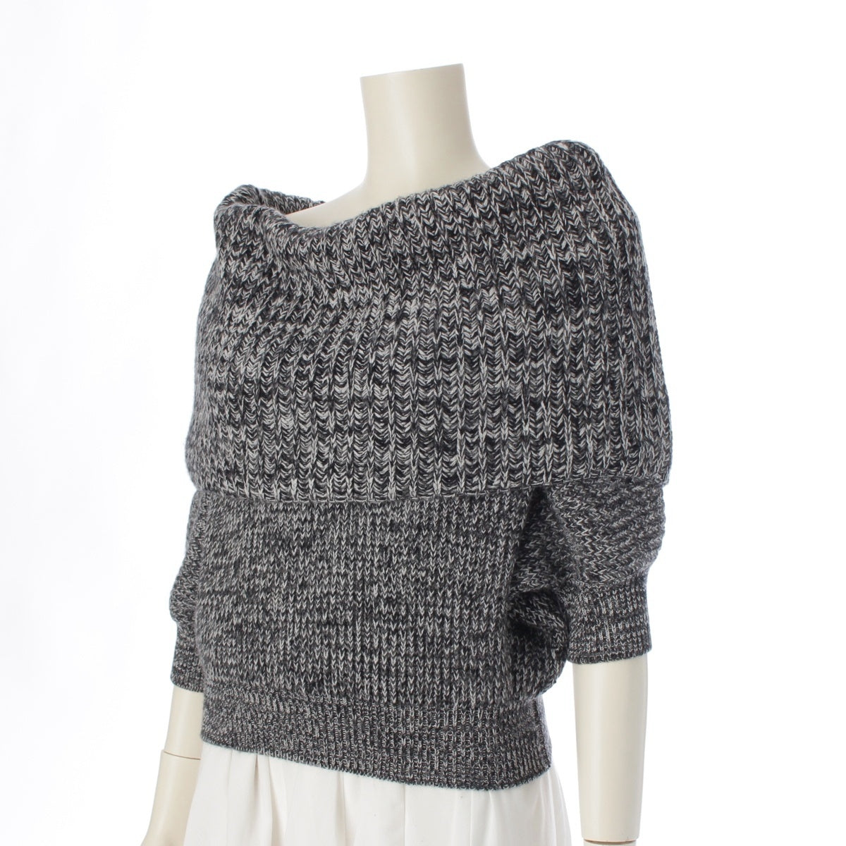 Christian Dior cashmere Raf Simons-era modified dolman sleeve melange knit sweater tops 2A24522AM514 Gray black 42