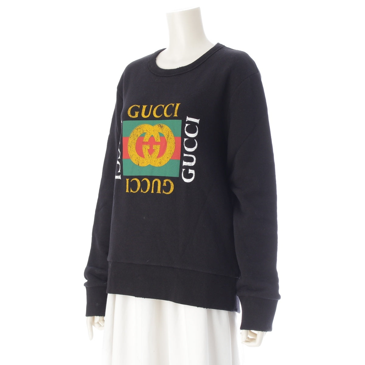 GUCCI Vintage logo pullover with distressed finish sweat 454569 black