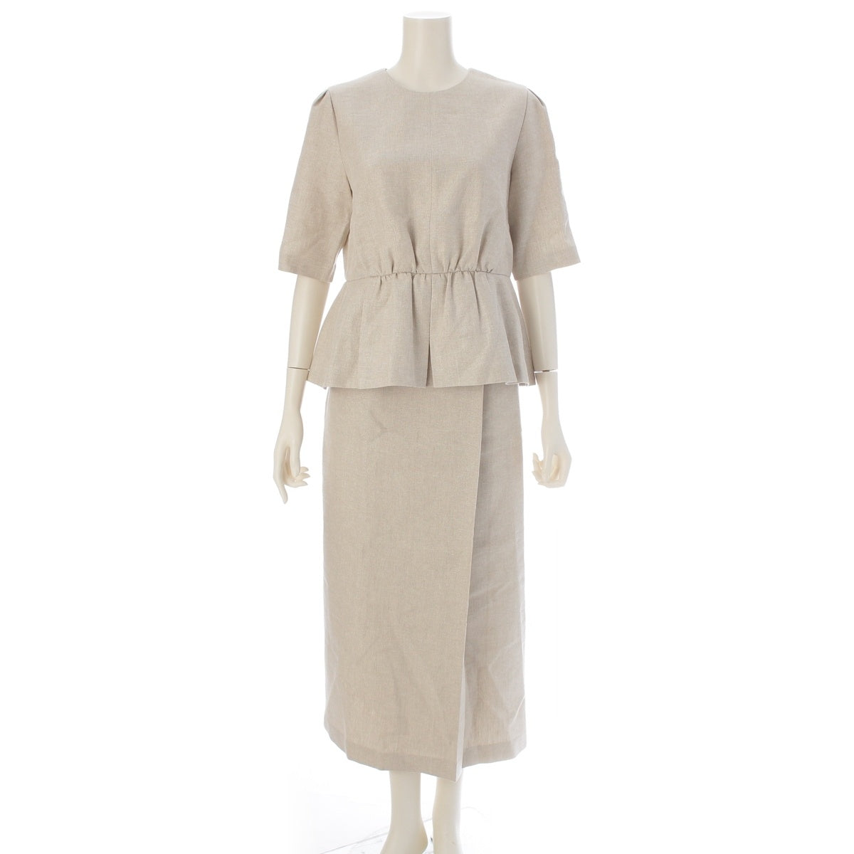 ebure Lame linen twill matching blouse Skirt setup Ivory 38