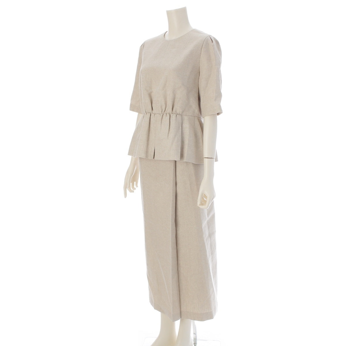 ebure Lame linen twill matching blouse Skirt setup Ivory 38