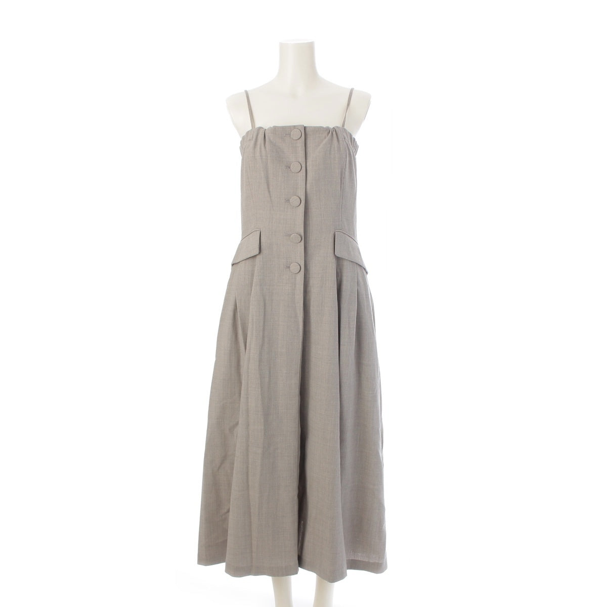 ebure wool Hard twisted twill crepe bear one piece cami dress 3910300100 Light gray 36
