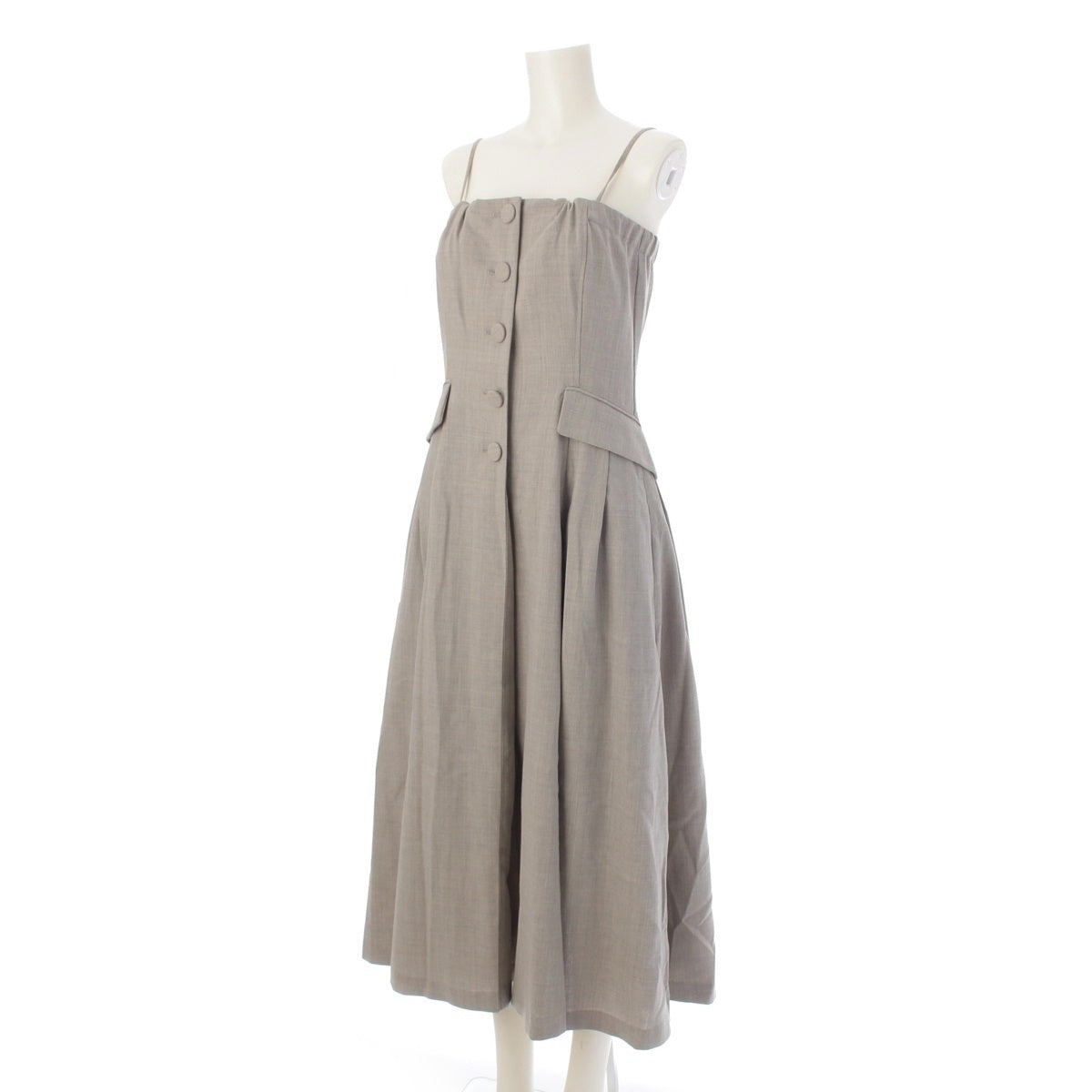 ebure wool Hard twisted twill crepe bear one piece cami dress 3910300100 Light gray 36
